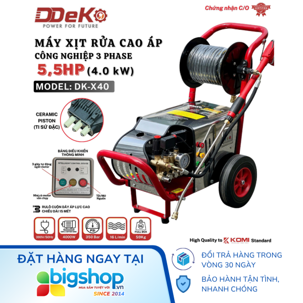Máy xịt rửa công nghiệp 4.0kW DDeko DK-X40