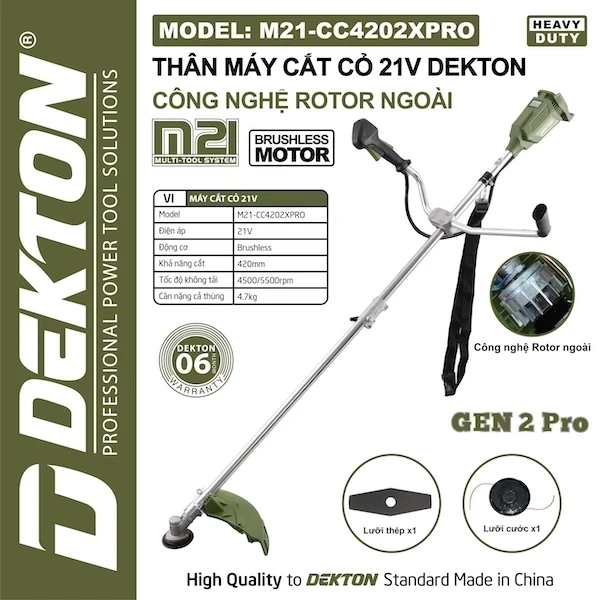 Máy cắt cỏ pin 21V Dekton M21-CC4202XPRO  – Rotor ngoài
