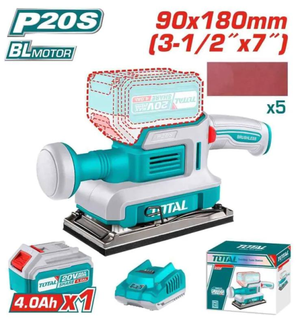 Máy chà nhám dùng pin 20V Total TFSLI20311 (1 Pin 2.0Ah, 1 Sạc)