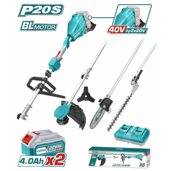 Máy làm vườn đa năng không chổi than dùng pin 20V Total TSTLI2040386 (2 Pin 4.0Ah, 1 Sạc)