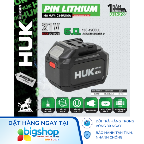 Pin Lithium 6.0Ah HUKAN G3-HUK6A (GEN 3, 21V)