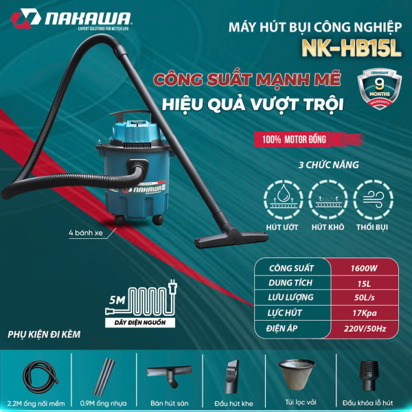 Máy hút bụi công nghiệp NAKAWA NK-HB15L