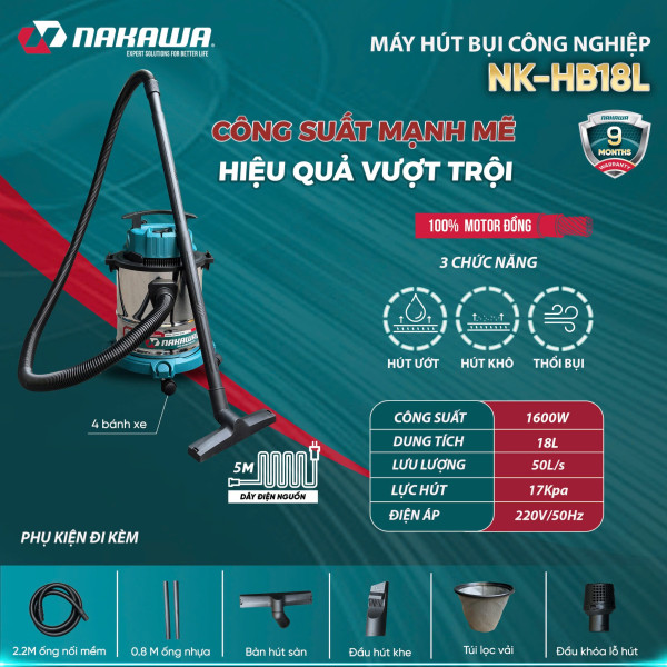 Máy hút bụi công nghiệp NAKAWA NK-HB18L