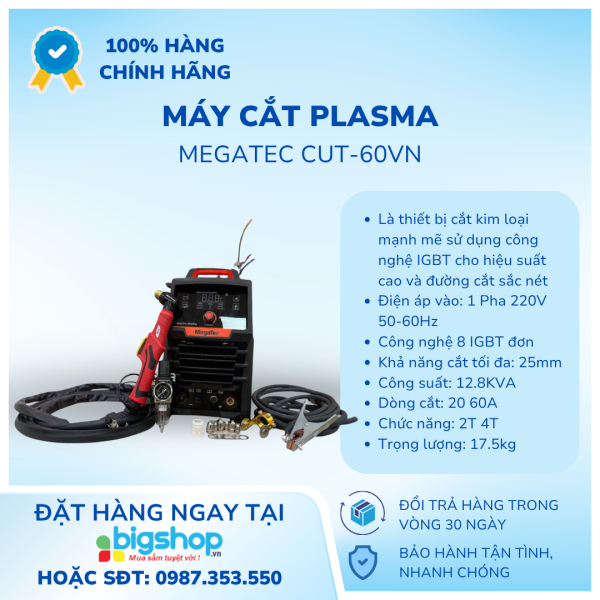Máy Cắt Plasma MEGATEC CUT-60VN 60A/220V Chính Hãng 