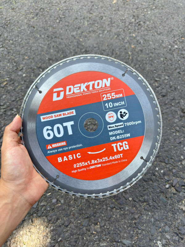 Lưỡi chuyên cắt gỗ DEKTON, 255mm 60T (răng ) DK-B255W, cốt trục 25.4mm