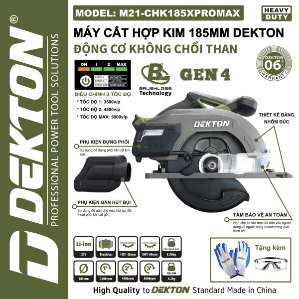 Máy cưa gỗ Pin 21V Dekton M21-CG185PROMAX