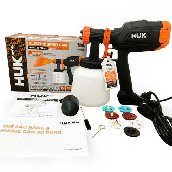 Máy Phun Sơn HUKAN GEN 3 – Công Suất 900W, Bình 1400ml, 4 Đầu Phun G3-PSD1411