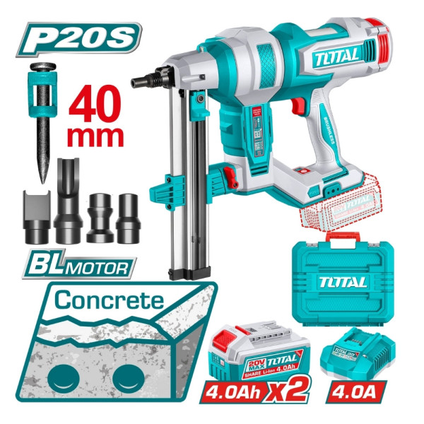 Máy Bắn Đinh Bê Tông Dùng Pin 20V TOTAL TCNLI9008 ( 2 pin 4ah)