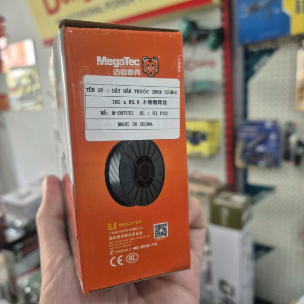 Dây hàn thuốc Inox Megatec E308Z, không dùng khí 1kg size 0.8mm hoặc 1.0mm