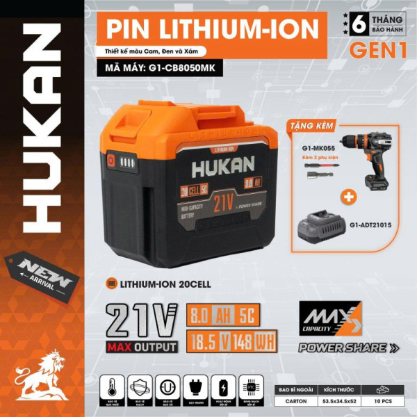 PIN LITHIUM-ION 20CELL (GEN 1) G1-CB8050MK