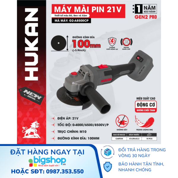 Thân máy mài pin HUKAN G2-A8500CP (Gen 2) – 3 tốc độ