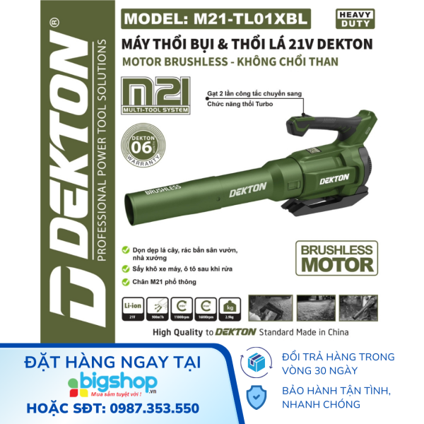 Máy Thổi Bụi, Thổi Lá DEKTON M21-TL01XBL 21V Không Chổi Than