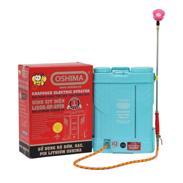 Máy phun thuốc trừ sâu, côn trùng điện OSHIMA Li20R-DP-pin Xanh Pin lithium 12V8Ah-SP