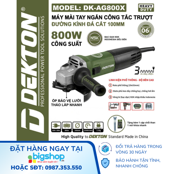 Máy mài công tắc trượt 800W Dekton DK-AG800X