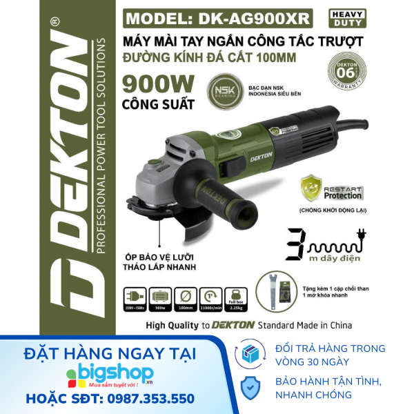 Máy mài công tắc trượt 900W Dekton DK-AG900XR
