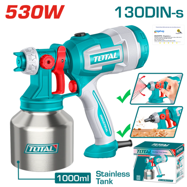 Máy Phun Sơn TOTAL TT45061 530W – Bình 1000ml – Chính hãng
