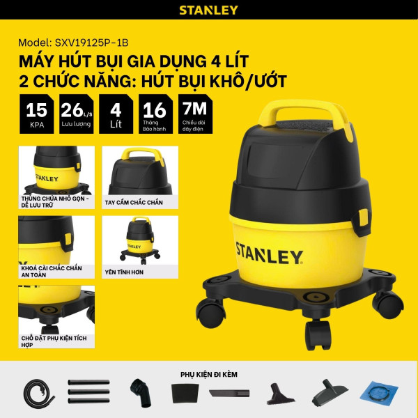 Máy hút bụi Khô/Ướt – Stanley SXV19125P-1B 