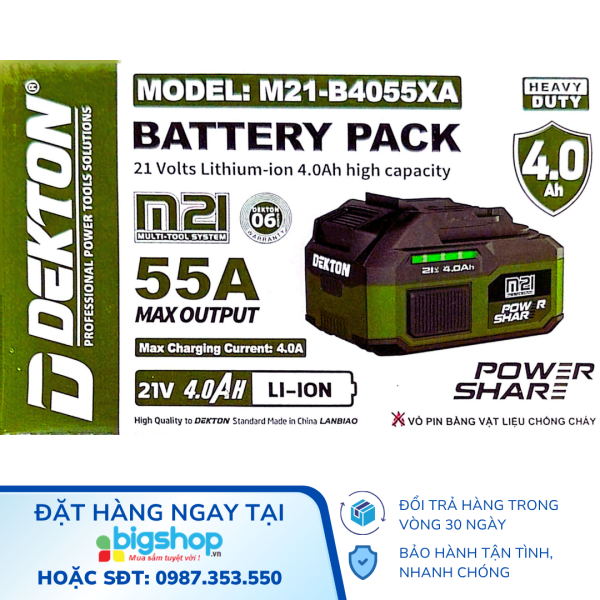 Pin Dekton 21V M21-B4055XA 4.0Ah