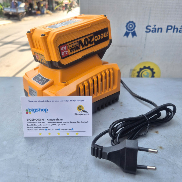 Bộ 2 pin 4.0Ah FBLI20021 và 1 đầu sạc FCLI2001 dùng pin 20V INGCO FBCPK1424