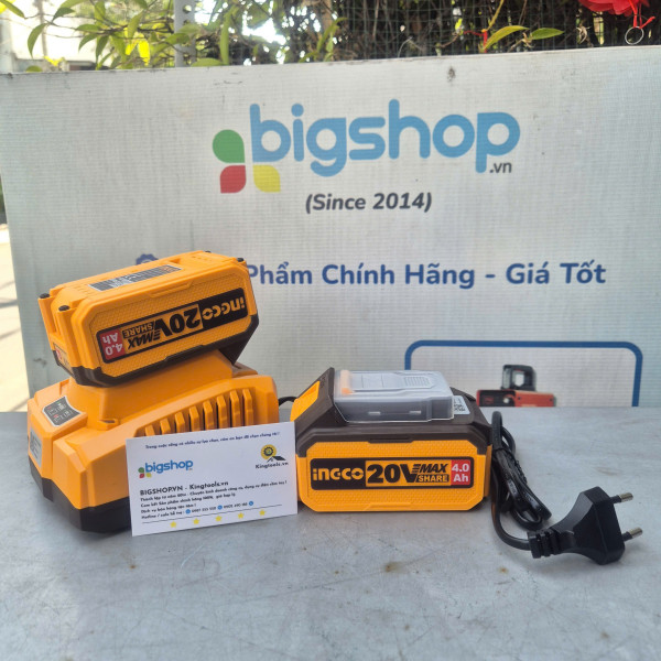 Bộ 2 pin 4.0Ah FBLI20021 và 1 đầu sạc FCLI2001 dùng pin 20V INGCO FBCPK1424