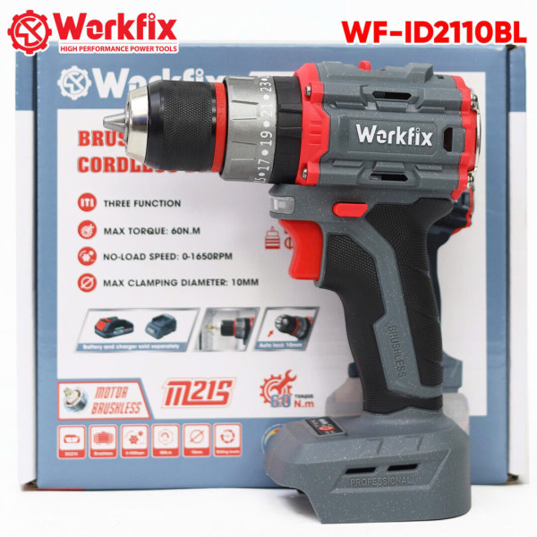 Máy Khoan WORKFIX WF-ID2110BL- Khoan Tường, Khoan Sắt, Gỗ, Bắt Vít- Không Chổi Than