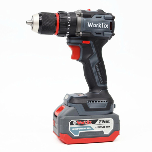 Máy khoan pin 13mm Workfix WF-ID1370BL Lực siết 70N.m Autolock Không chổi than – Bộ 2 Pin 10Cell – Chân pin phổ thông Makita