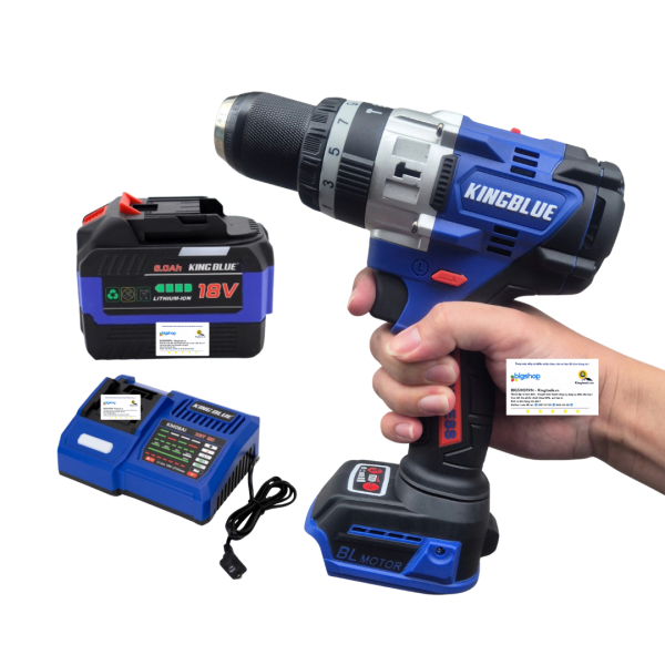 Combo Máy Khoan 3 Chức Năng 18V KINGBLUE K18QES (Cả pin, sạc và mũi khoan)