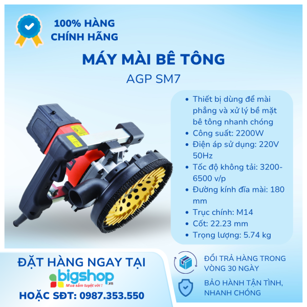 Máy mài bê tông 2200W AGP SM7