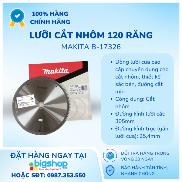 Lưỡi cắt nhôm 120 răng, đường kính 305mm Makita B-17326