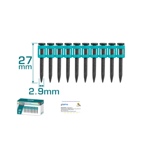 Bộ 10 pcs đinh bắn bê tông liên tục 27mm TOTAL TAC02271