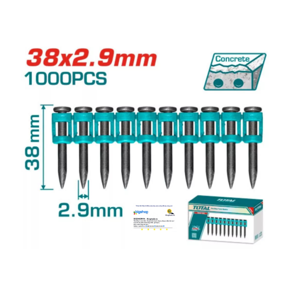 Bộ 10 đinh bê tông 38mm TOTAL TAC02381