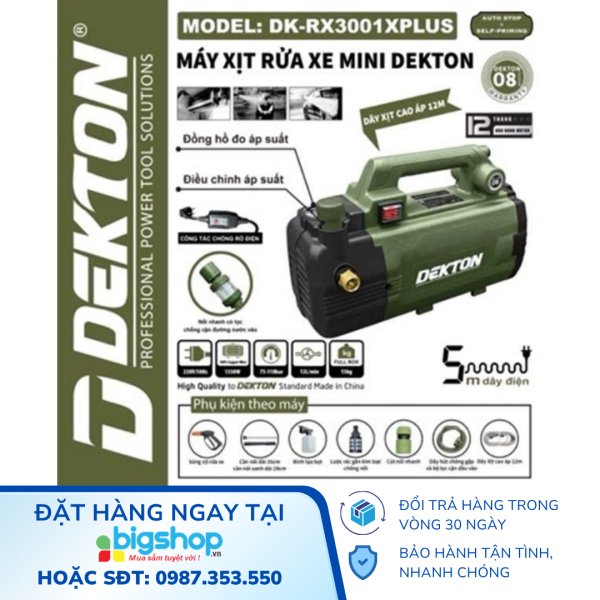 Máy xịt rửa xe mini DEKTON DK-RX3001XPLUS, CS 1350W