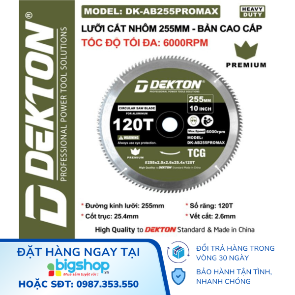 Lưỡi cắt nhôm 255mm, 120 răng DEKTON DK-AB255PROMAX