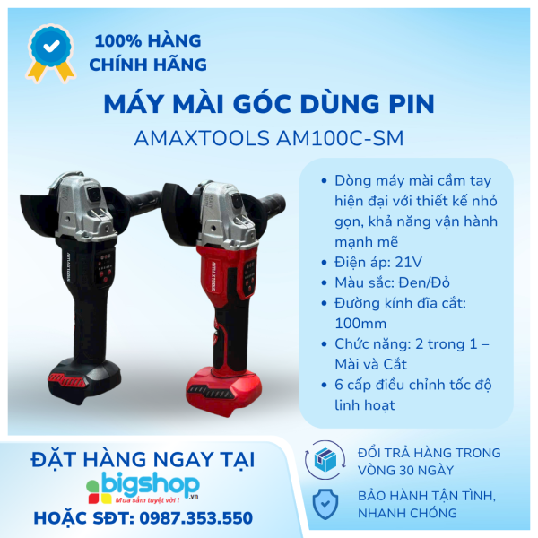 Máy mài góc dùng pin 21V AMAXTOOLS AM100C-SM (Thân máy)