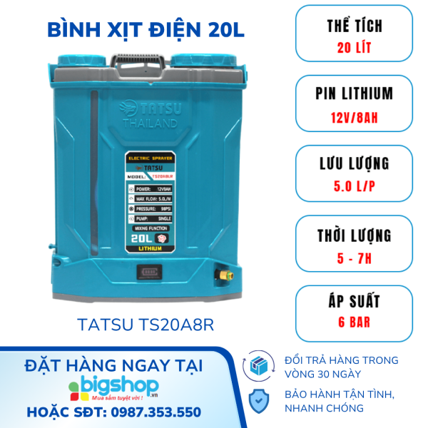 Bình xịt điện 20L có đảo thuốc TATSU TS20A8R