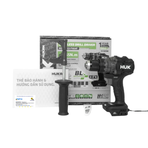 Máy khoan pin 21V, 3 chức năng HUKAN G3-F165AT (GEN 3, 165Nm) - Thân máy