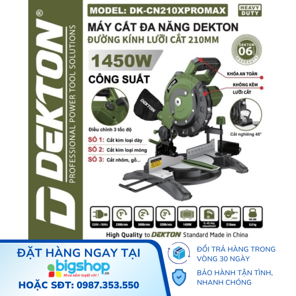 Máy cắt nhôm gỗ đa năng DEKTON DK-CN210XPROMAX – CS 1450W