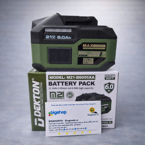 Pin 21V 6.0Ah Dekton M21-B6095XA – Dòng Xả Cao 95A