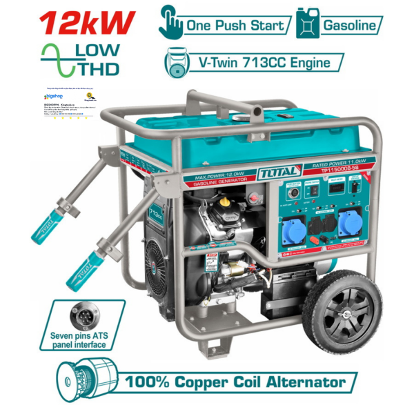 Tổ máy phát điện xăng biến tần 12kW TOTAL TP1150008