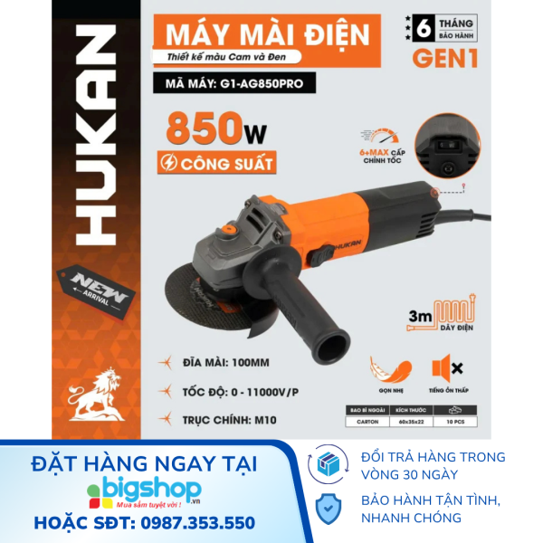 Máy mài điện HUKAN G1-AG850PRO (GEN 1, CS 850W)