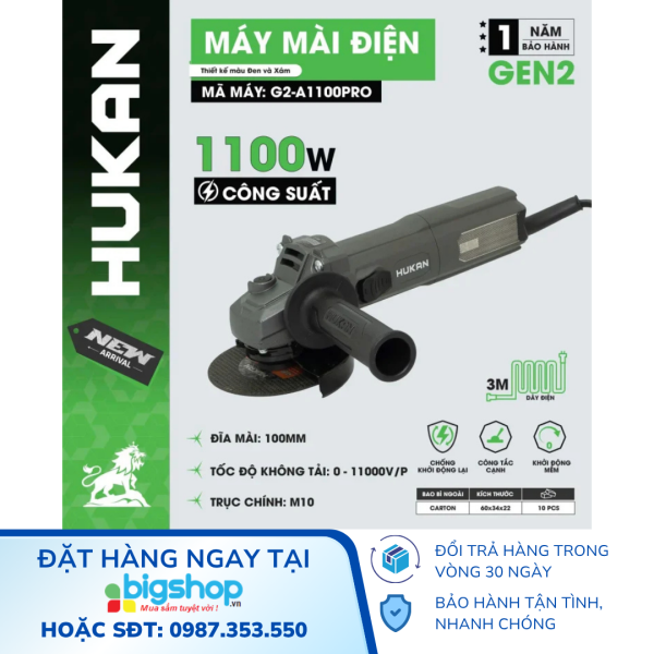 Máy mài điện HUKAN G2-A1100PRO (GEN 2, CS 1100W)