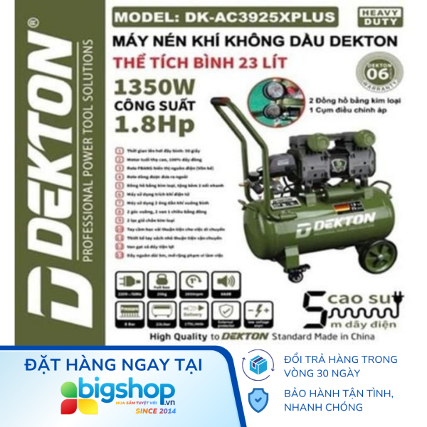 Máy nén khí không dầu 23L DEKTON DK-AC3925XPLUS (CS 1350W)