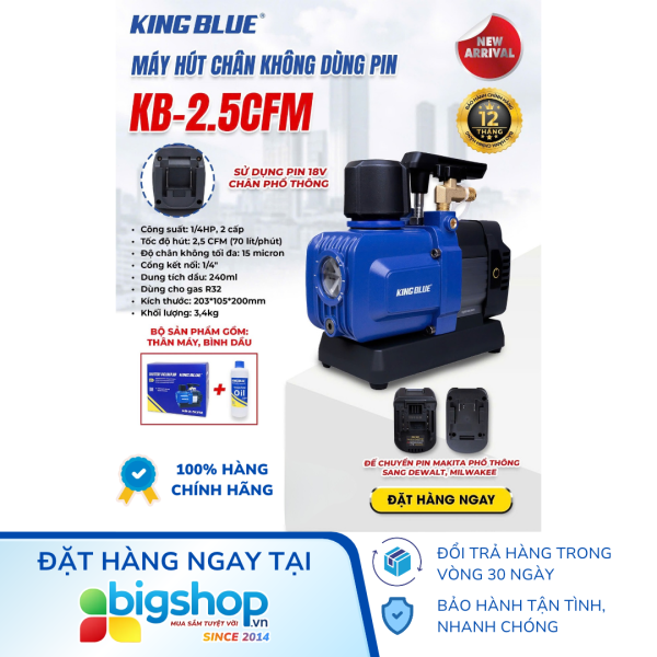 Máy hút chân không dùng pin Kingblue KB-2.5CFM 18V