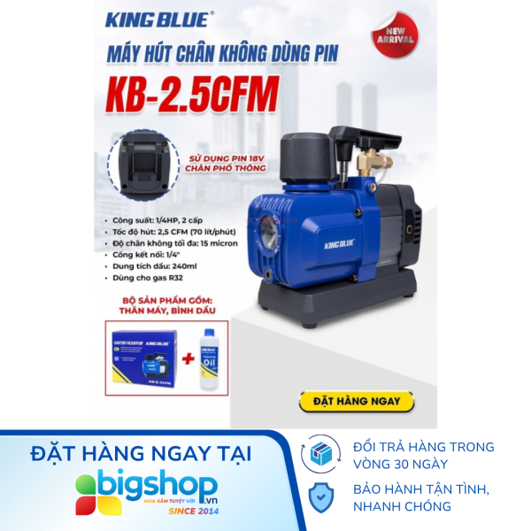 Máy hút chân không dùng pin 18V Kingblue KB-2.5CFM