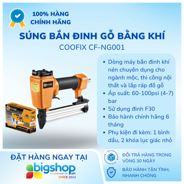 Súng bắn đinh gỗ bằng khí COOFIX CF-NG001 (dùng đinh F30)