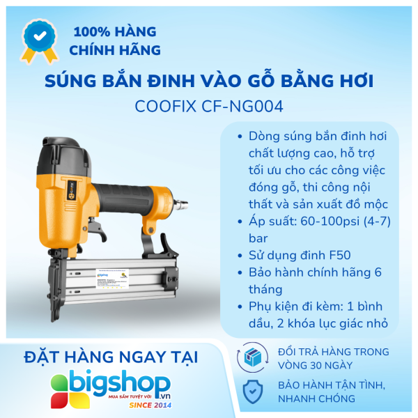 Súng bắn đinh vào gỗ bằng hơi COOFIX CF-NG004 (dùng đinh F50)