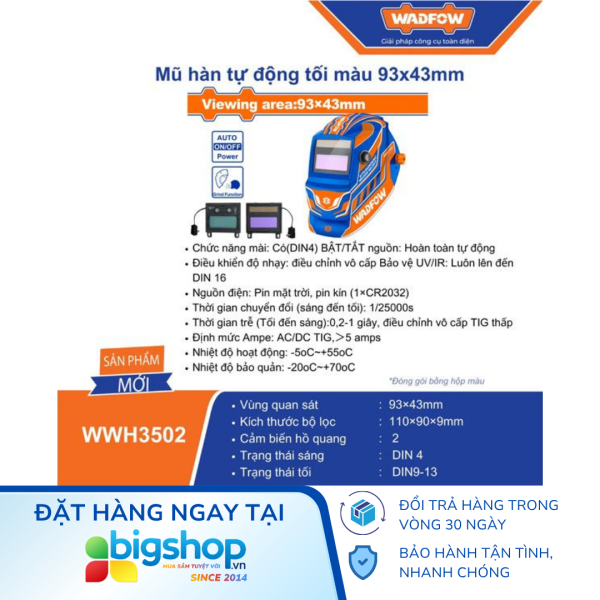 Mũ hàn tự động tối màu 93x43mm WADFOW WWH3502