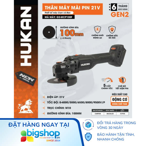 Máy mài pin 5 tốc độ HUKAN G2-MCP100F (GEN 2, đĩa 100mm) - Thân máy