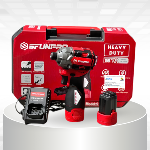 Máy siết vít dùng pin 16V SFUNPRO S16 M150A (150Nm) - 2 pin 2.0Ah và 1 sạc