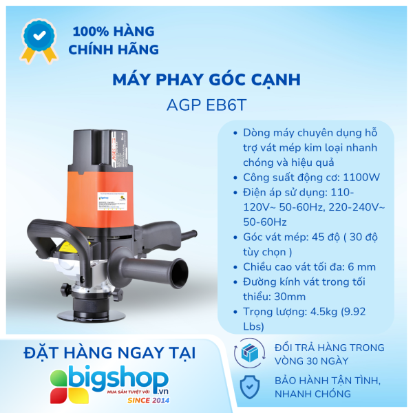 Máy phay góc cạnh AGP EB6T (Công suất 1100W)